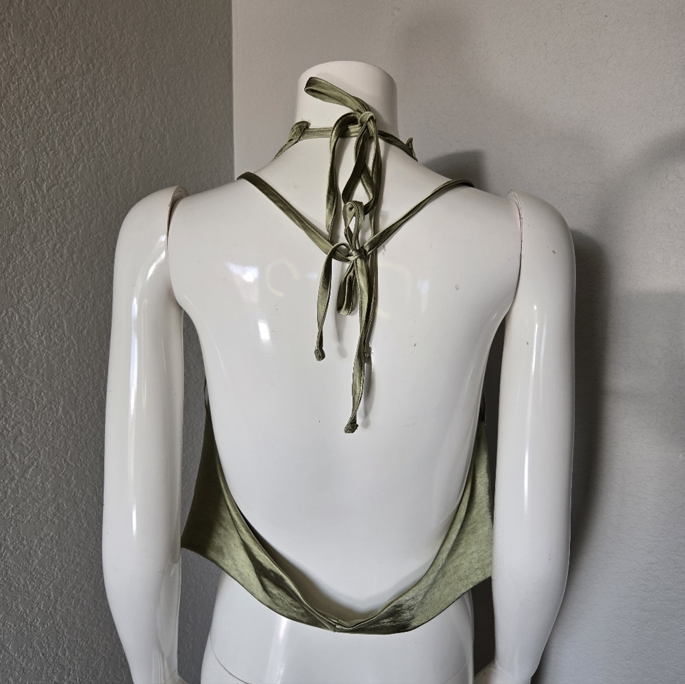 Nasty Gal Olive Cowl Plunge Halter Top - Picture 7 of 10
